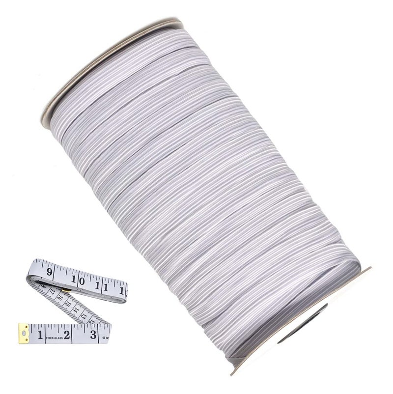 Abbaoww 70 Yards White Elastic Band, 3/8 Inch Wide Stretch Cord for Sewing DIY Projects - Image 1